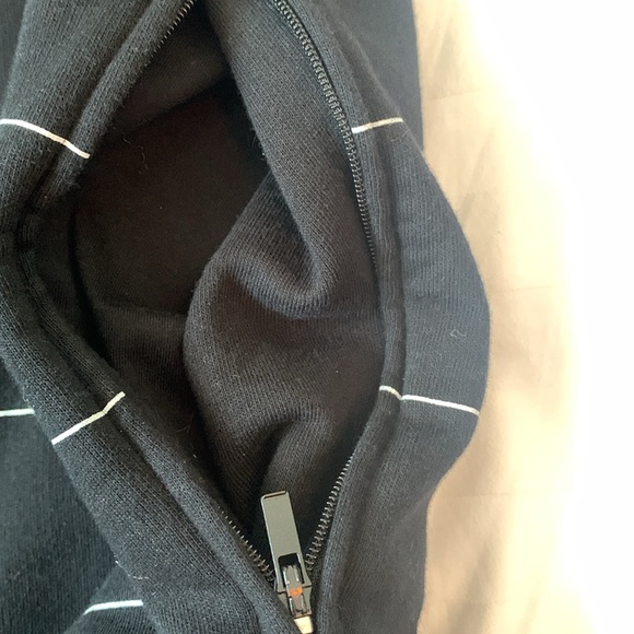 Lacoste giant logo black French terry cotton hoodie thin white stripes EUC - Picture 4 of 8